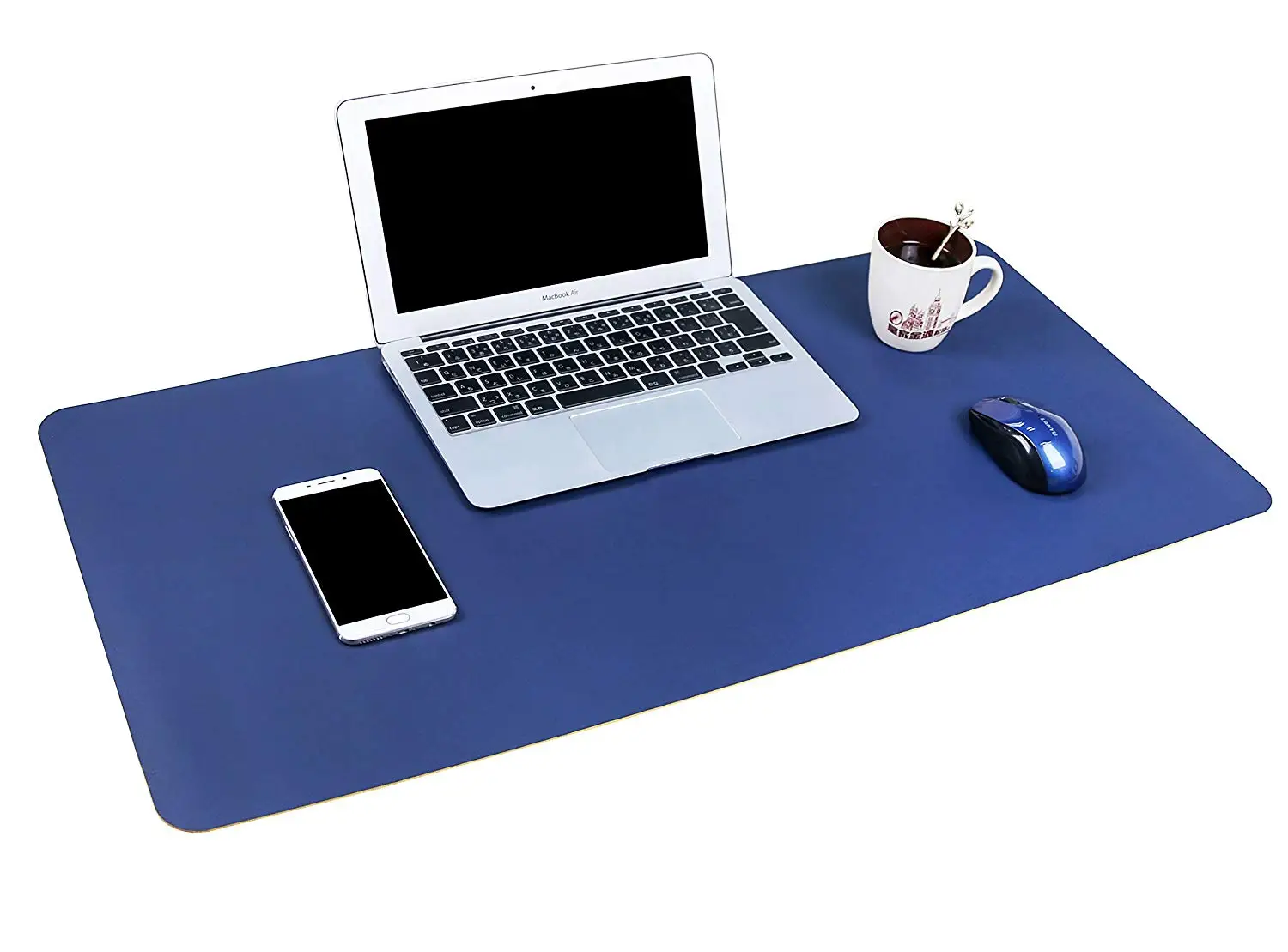 Multifunctional Office Desk Pad, 40*80cm Ultra Thin Waterproof PU Leather Mouse Pad, Dual Use Desk Writing Mat for Office/Home - Цвет: Blue