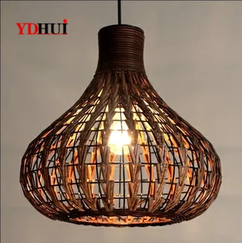 

Birdcage design retro rattan pendant lighting Pastoral vintage restaurant bar decoration hanging lamp