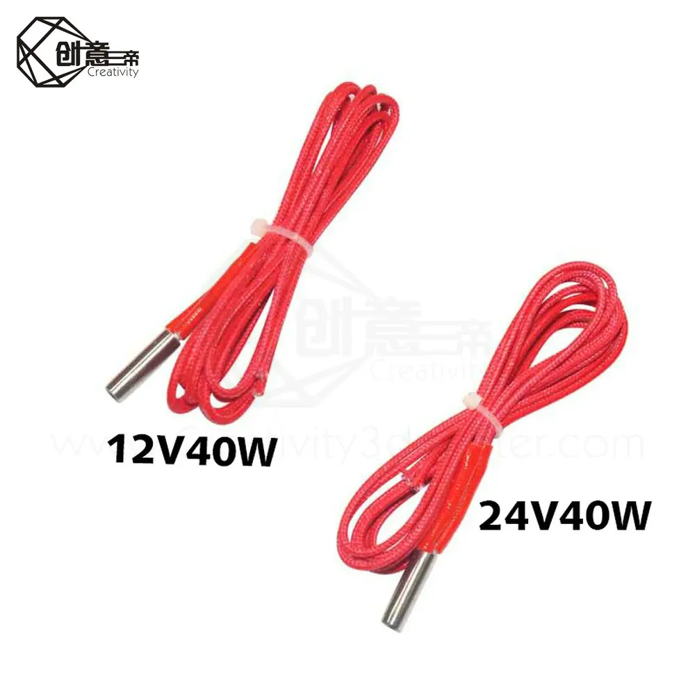 3D Print Part Heating Tube 6*20mm Red And Black Color 12V/24V 40W 1M Ceramic Cartridge For Extruder Extrusion Heater | Компьютеры и