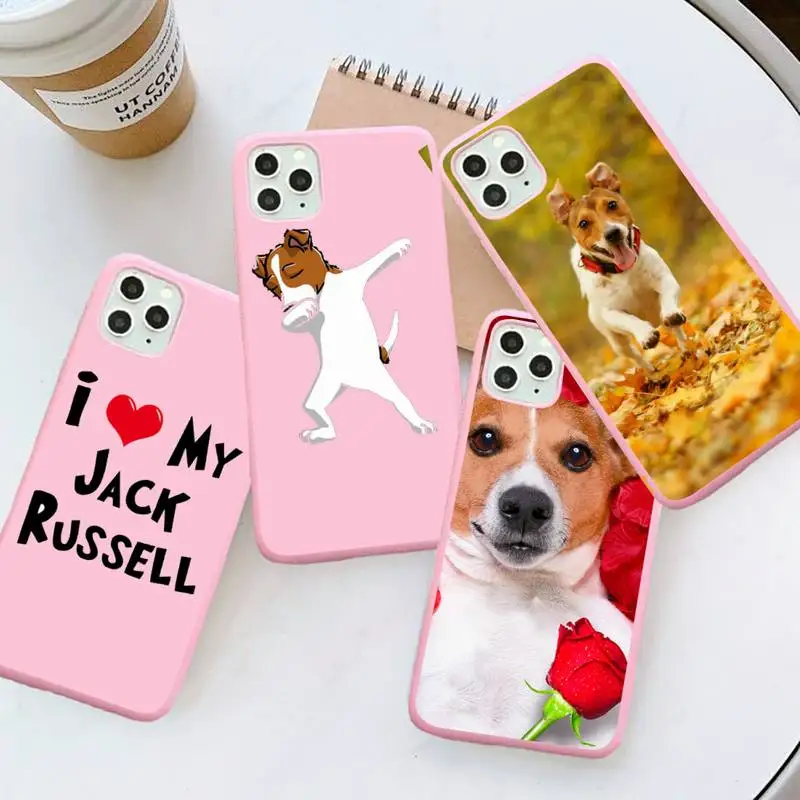 

Cute Animal Jack Russell Terrier Dog Phone Case Candy Color for iPhone 6 7 8 11 12 s mini pro X XS XR MAX Plus