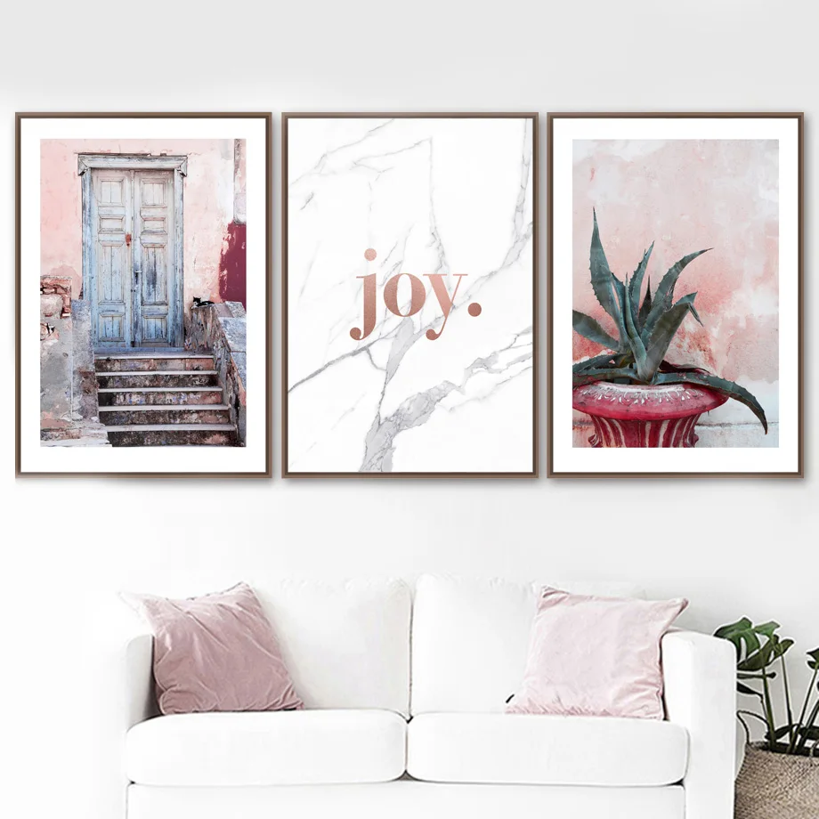 Pink-Door-Aloe-Marble-Joy-Quotes-Wall-Art-Canvas-Painting-Nordic-Posters-And-Prints-Wall-Pictures (2)