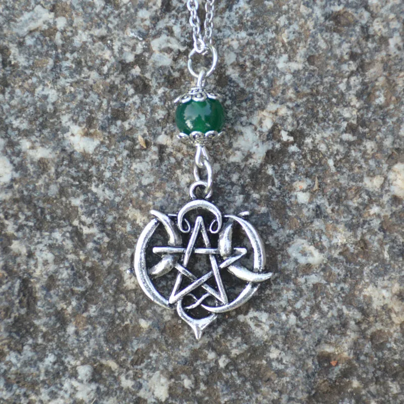 Metal Celtics Pendant Necklace With Natural Stone Celtics Collection Jewelry - Окраска металла: Родиевое покрытие