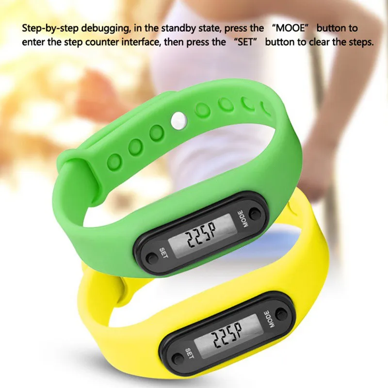 Bracelet podomètre en Silicone pour adulte, écran LCD numérique