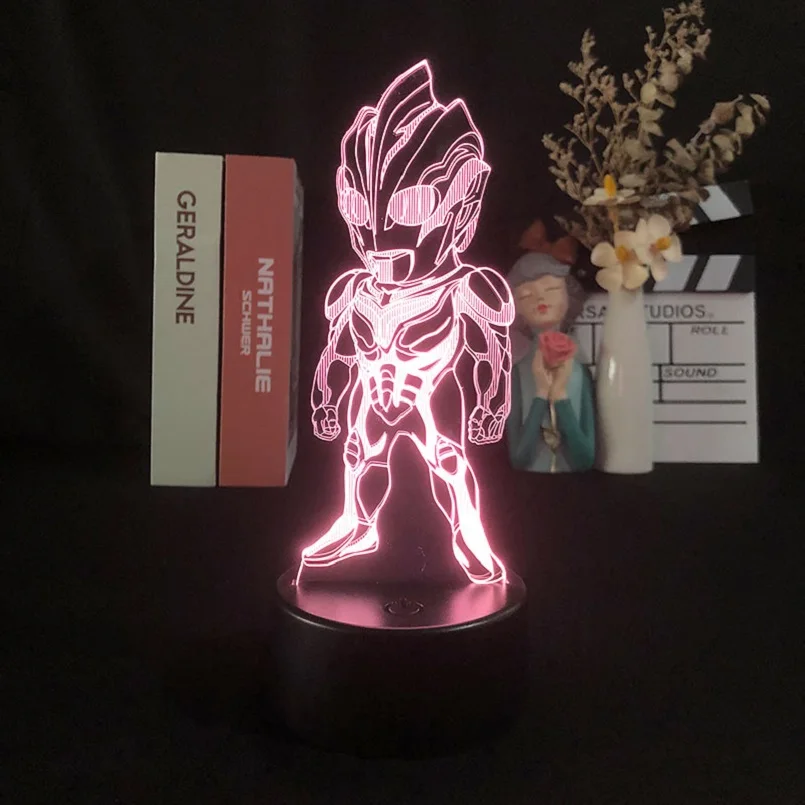 Kids Room Cartoon Ultraman Lamp 3D Acrylic Night Light LED Atmosphere Nightlight Color Changing Hotel Decor Friends Gift | Освещение