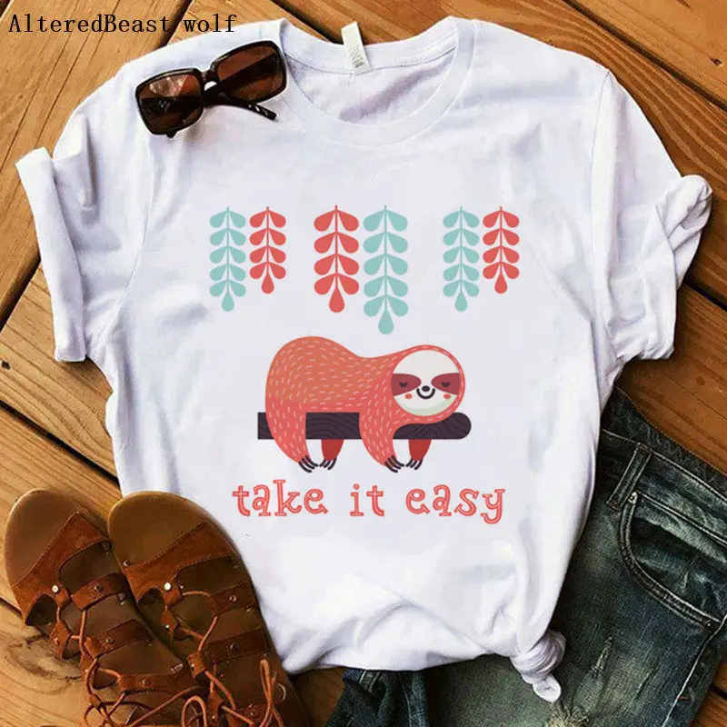 Fat Sloth kawaii printed T Shirt Women 