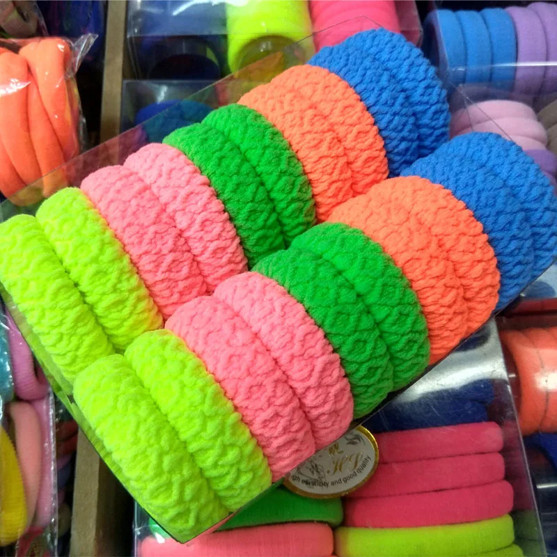 Fluorescent color 20 шт., женские аксессуары для волос, парикмахерские инструменты, утолщенная нейлоновая лента, эластичные резинки для волос/кольца/веревки, держатели для конского хвоста, головные уборы - Цвет: Fluorescent color