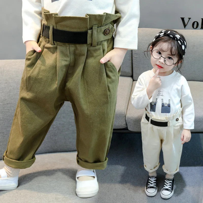 Брюки с высокой талией и цветочным узором для девочек детские свободные