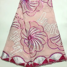 Высококачественный розовый Швейцарский Кружевной материал с высококачественный с блестками африканская хлопчатобумажная кружевная ткань для больших вечерние платья