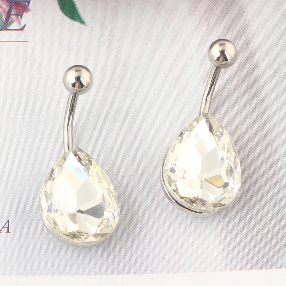 JUNLOWPY 14G Belly Button Rings Dangle for Women Surgical Steel Navel Rings Body Piercing Jewelry