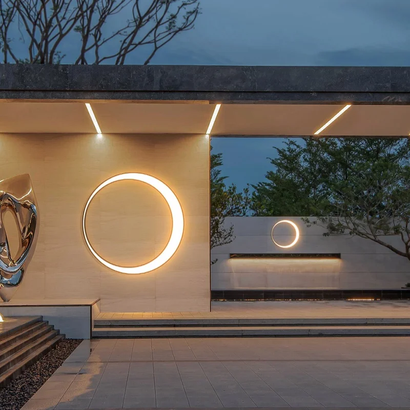 Modern wall light, outdoor patio light, Moon, ip65, waterproof, creative porch trim, round light, 110v220v stainless steel 2
