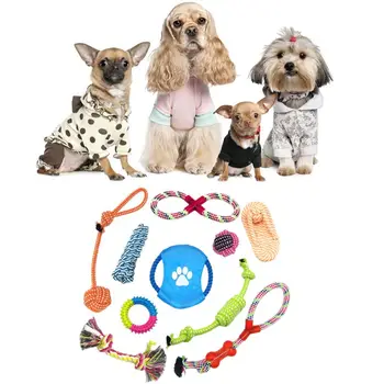 

Chew Puppy Small Dog Rope Toy Set Washable Cotton Rope Dog Toy 10-piece Set 95AA