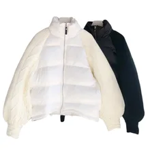 Короткие пуховики для женщин, комбинированный свитер с рукавом летучая мышь, Женские топы и блузки, Harajuku Kawaii, зимнее Свободное пальто для женщин