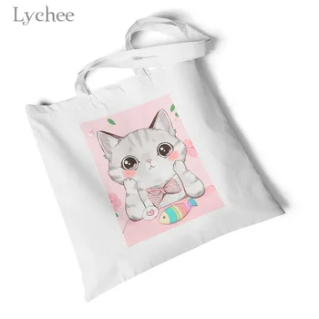 

Lychee Harajuku Kawaii Cat Animal Print Women Canvas Bag Shoulder Bags Shopping Bag Tote Package Casual Handbag Bookbag