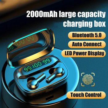 

2020 New Wireless Earphone Bluetooth 5.0 9D Stereo Sound Sports Earbuds With 2000mAh Charging Box Smart Fingerprint Headphone