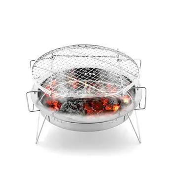 

Outdoor Charcoal Stove Stainless Steel Grill BBQ Stove Folding Mini Portable Barbecue Travel Camping Picnic Oven Charcoal Stove