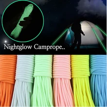 Dia 6MM 5 KN 7 Cores Luminous reflection paracord 50FT 100FT for Survival Parachute Tent Rope Climbing Camping Rope Hiking
