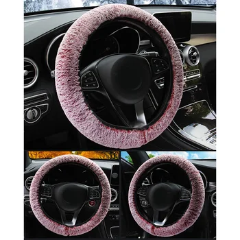 

Auto Steering Wheel Cover Winter warm Protection Imitation Rabbit Fur Pink Car Useful