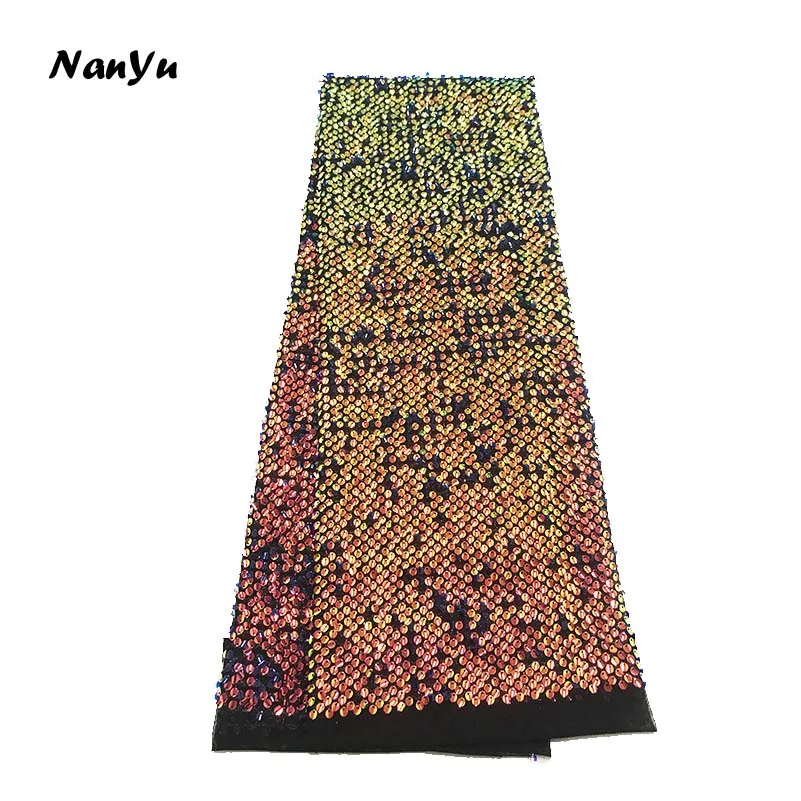 

NanYu Sequins Fabric Hign Quality Iridescent Sequins French Lace Fabric For Party Dress Background Cloth