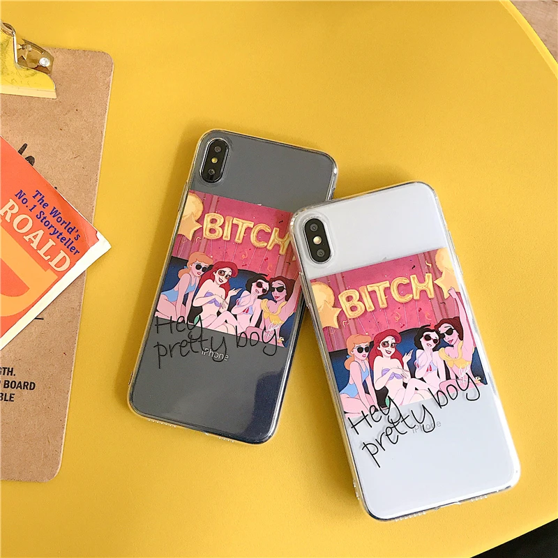 

Funny princess for iPhone 6 6p 6s 8 8P 7 7P XR Xs Max Transparent TPU soft Case