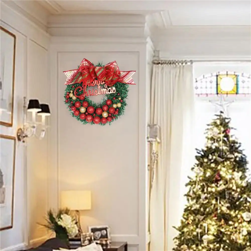 Christmas Wreath Christmas Home Decorations Red Gradient Wreath With Balls Festival Party Decorations
