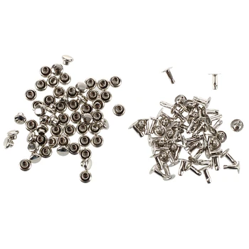 

50 Sets of 4mm Round Rivets Rapid Studs---Silver