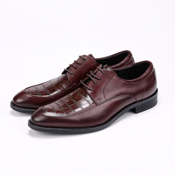 

Men's Leather Shoes Formal Wear Leather Shoes Men's Genuine Leather Shoes Crocodile Pattern Business Cow Leather Pointed Toe