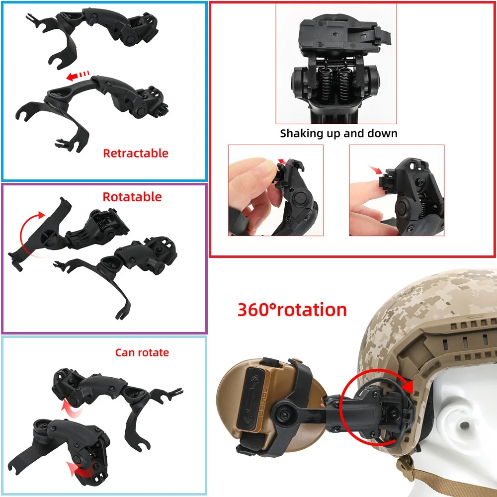 Fone de Ouvido Ferroviário para Fone de Ouvido Airsoft Capacete Tático Suporte Arco Adaptador Ferroviário para Comtac ii Iii Tiro Kit - Image 2