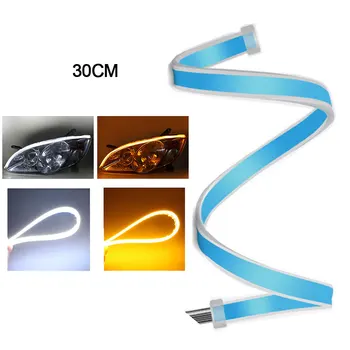 

2pcs Car Light LED DRL Daytime Running Lights Turn Signal LED Strip Accessories Brake Side Lights Headlights For Auto