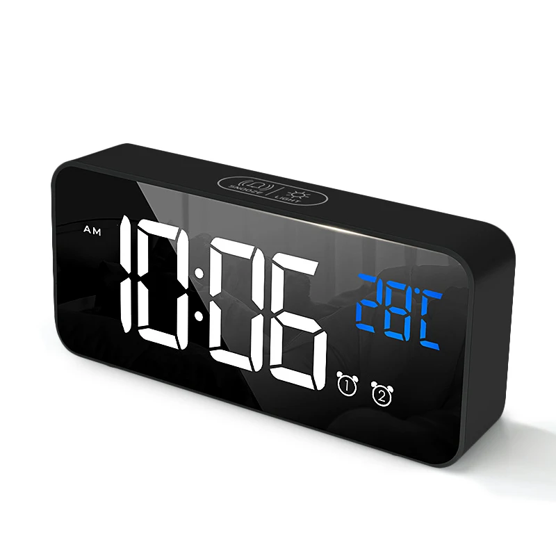 C Современный цифровой будильник Wake Up Bluetooth Повтор светодиодный Будильник Настольный ночной Многофункциональный Wekker Часы Настольный Декор JJ60AC - Цвет: C
