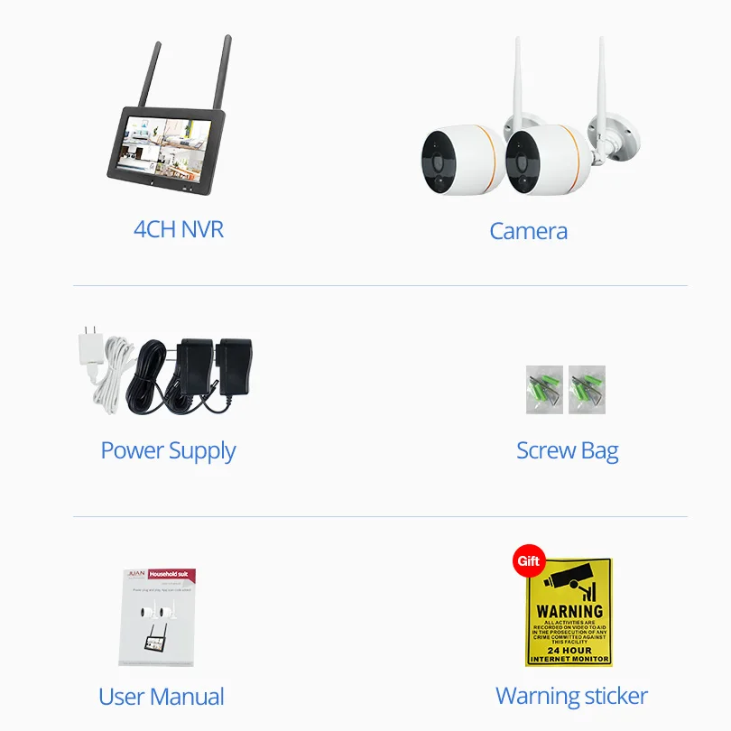 Wheezan Беспроводной безопасности Камера Системы CCTV 1080P Wi-Fi NVR с 7-дюймовым ЖК-дисплей комплект видеонаблюдения Камера s домашний двухстороннее аудио