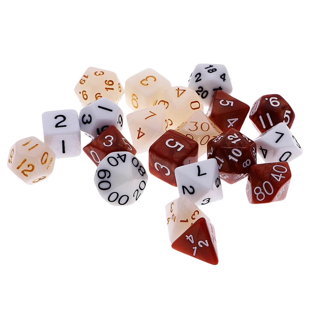 21pcs Set TRPG Dungeons & Dragon D4-D20 Dices Kid Toys Game Accs with Bag