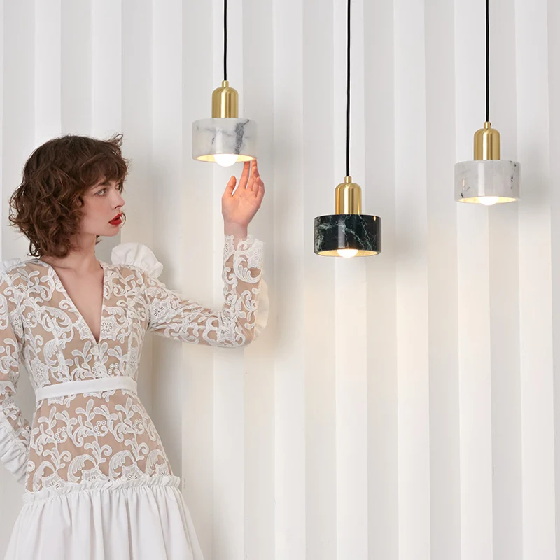Подвесной светильник для спальни в скандинавском стиле с круглым мрамором, простой современный роскошный подвесной светильник для ресторана, бара, гостиной, подвесной светильник