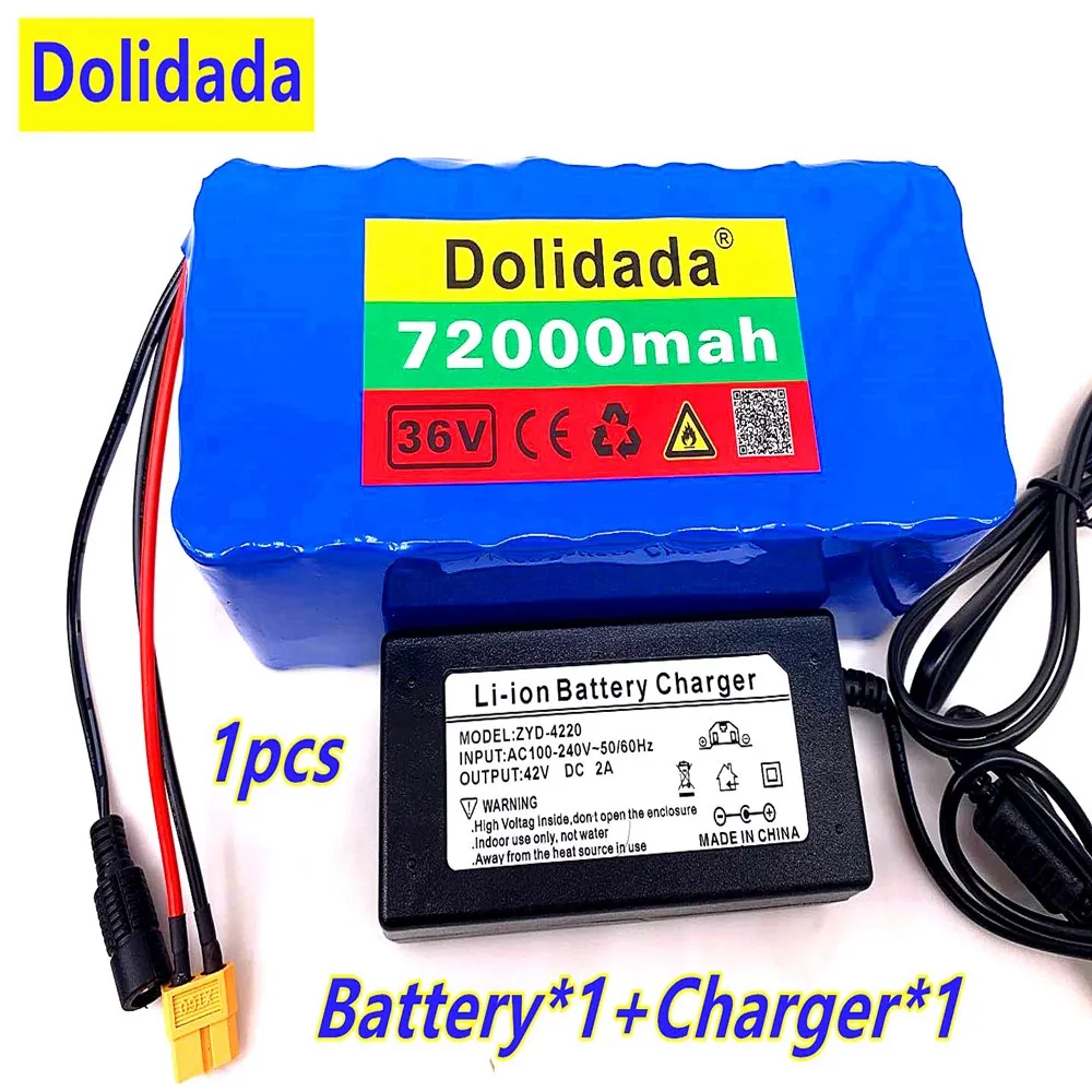 

Original 36V battery 10S4P 72Ah battery pack 500W high power battery 42V 72000mAh Ebike electric bike BMS+42V2A Charger