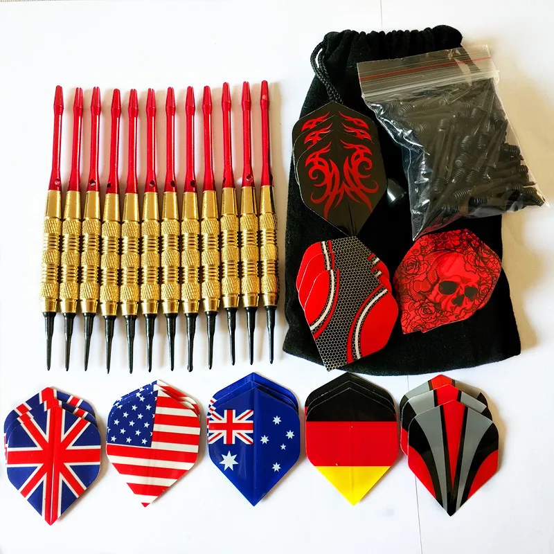 18G Iron Safe Soft Darts Aluminium Alloy Shaft 12 Darts+ 100 Head with Storage Bag 252G