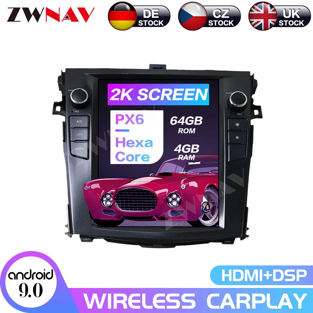 

Tesla Style Android 9.0 4+64GB Car GPS Navigation Multimedia Player For Toyota Corolla 2008-2013 Car Stereo Headunit Auto Radio