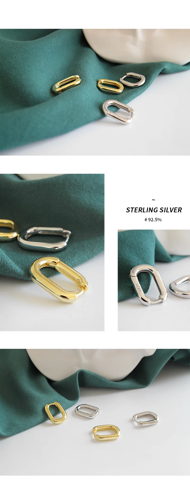 Oval Geometric Piercing 925 Sterling Silver Earrings for Women Gold Small Hoop Earrings Engagement Earings Fashion Jewelry 2019 (11)