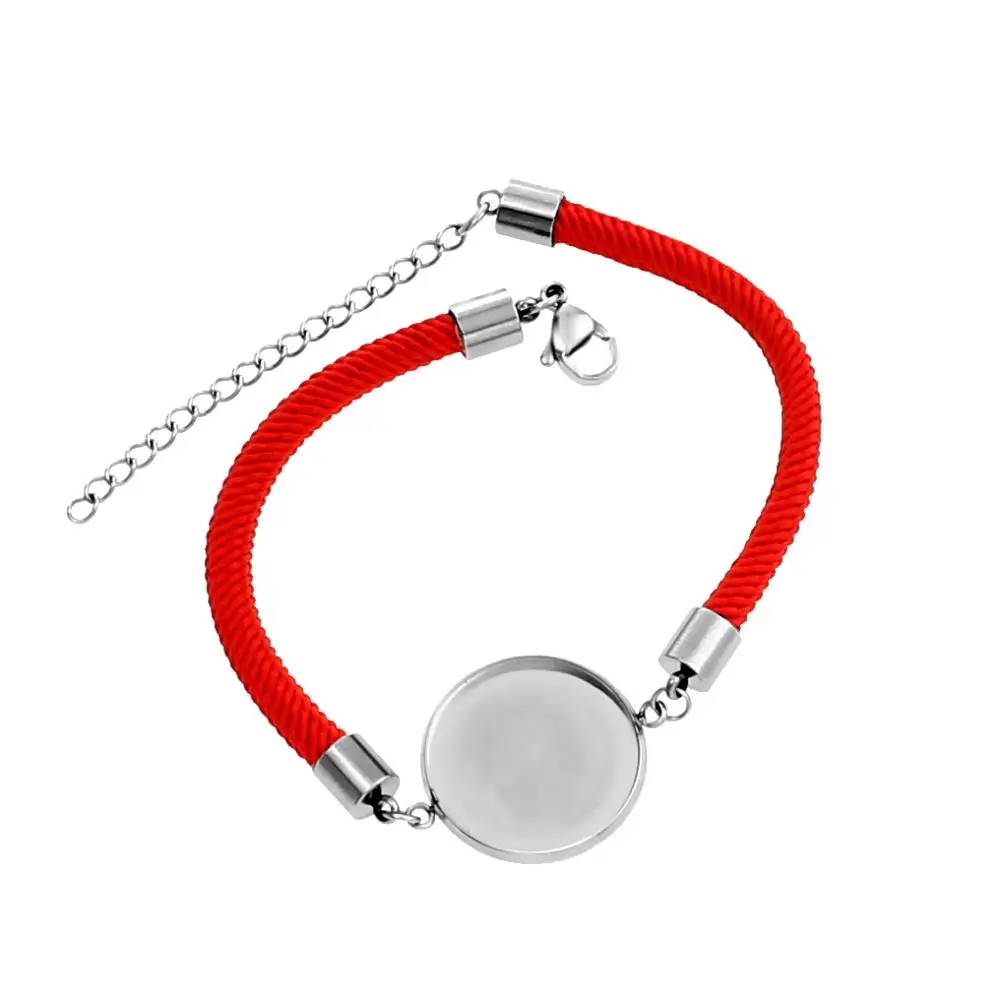 

Веревочные браслеты из нержавеющей стали, с круглым кабошоном, для браслетов, 5 шт., заготовки лотков