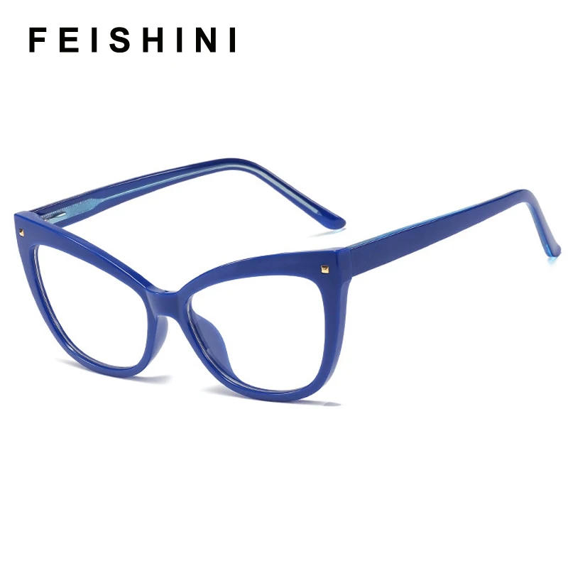 Feishini, пластиковые титановые очки, оправа для женщин, кошачий глаз, брендовые прозрачные линзы TR90, оптические оправы для очков, для девушек, близорукость, красные очки