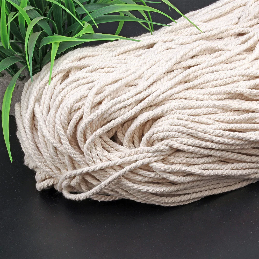 10M Cotton Rope 4mm Thickness Tapestry Woven Rope Braided Wire Binding Strapping DIY Craft Handmade Decoration Cords