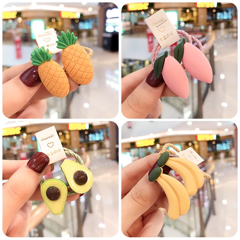 2 шт./лот Детские эластичные резинки для волос в Корейском стиле с фруктами