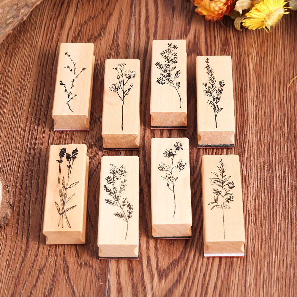 46PCS Vintage Sketchbook Stickers Retro Plant Stamps Creative Leaf Sealing Flakes Scrapbooking Girl School Supplies Stationery