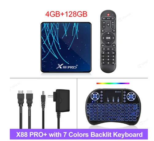 X88 PRO plus Android 9,0 Восьмиядерный ТВ приставка RK3368 4G 64G 128GB BT4.0 4K Google Play Youtube высокопроизводительный процессор ТВ приставка X88 pro - Цвет: 4GB128GB i8 backlit