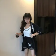 Летний женский халат с подкладом для груди, хлопковый костюм с шортами, комплекты с платьем, кардиган на бретельках, комплект из трех предметов для дома с 7 рукавами