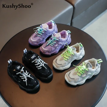

Kushyshoo Kids Sneakers 2020 Fashion Drawing Slip-on Children Shoes Mesh Breathable Solid Color All-match Heighten Running Shoes