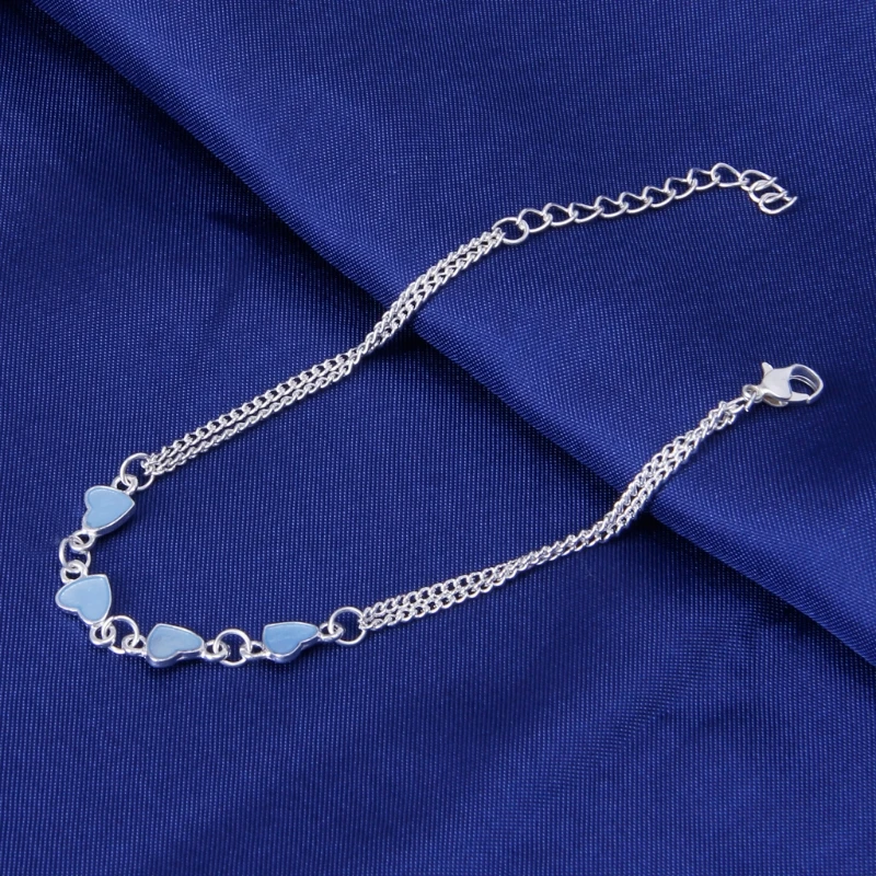 Luminous Heart Bracelets Light Up Anklets Blue Fluorescent Jewelry Glow