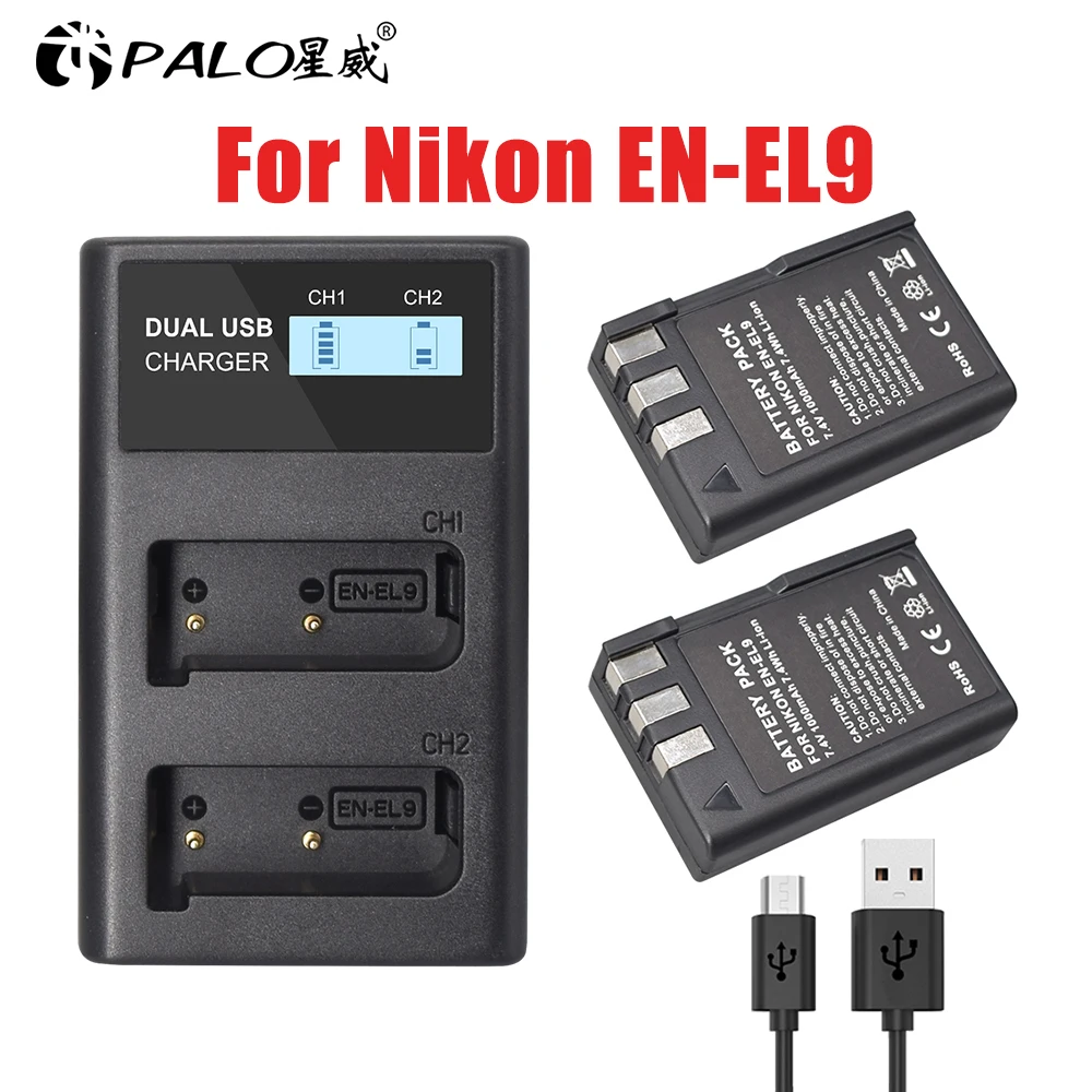 Palo En-El9 En El9 En-El9A En El9A Batteria + Caricabatterie Lcd Per Nikon En-El9,En-El9E D40, D40X, D60, D5000, D3000 Batterie Per Fotocamere
