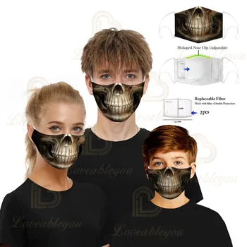 

Anti Dust Mask PM2.5 Activated Carbon Filter Funny Face Mouth Masks Reusable Mouth Cover Mask Men Women Kids 1 Mask& 2 Filters