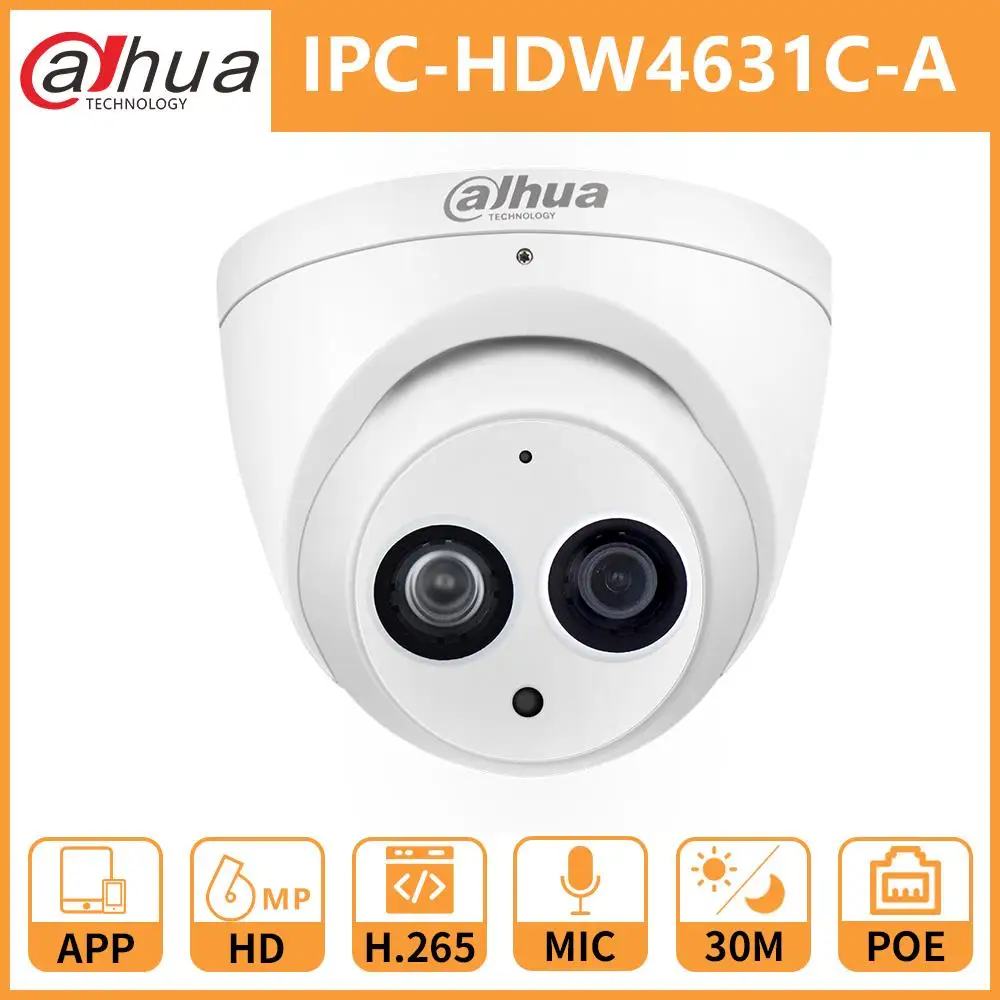 Dahua IP камера безопасности IPC HDW4631C A 6MP HD CCTV IR30M ночное видение Встроенный микрофон