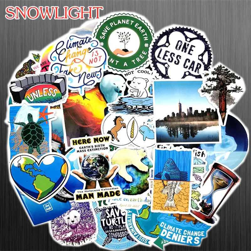 10/50 pcs/pack  Global Warming Environmental Protection Waterproof StickerFor Skateboard Car Refrigerator Laptop Stickers