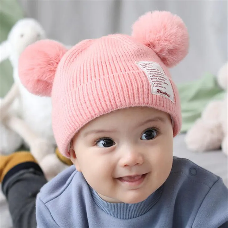 

Unisex Child Beanies Cap Baby Kids Solid Color solid Hat Winter Warm Pompon For Boys Girls Toddler Baby Beanies